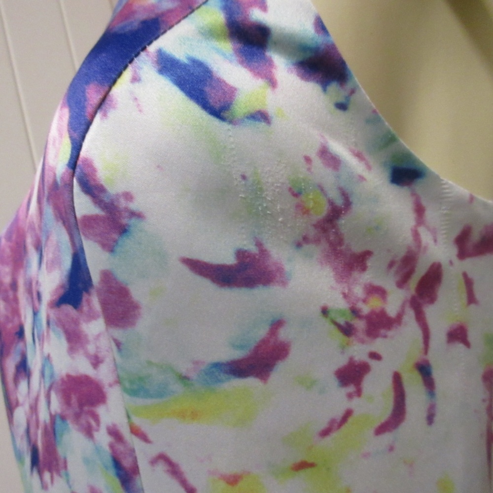 PARKER Fit-and-Flare Skater Dress 10 White Multicolor Satin Fairy Princess Party - Picture 5 of 8